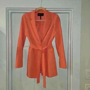 BCBG MAXAZARIA Womens Belted Long Sleeve Trench Blazer Pink Size Small